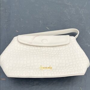 Harrods Cream Croc-Embossed Clutch